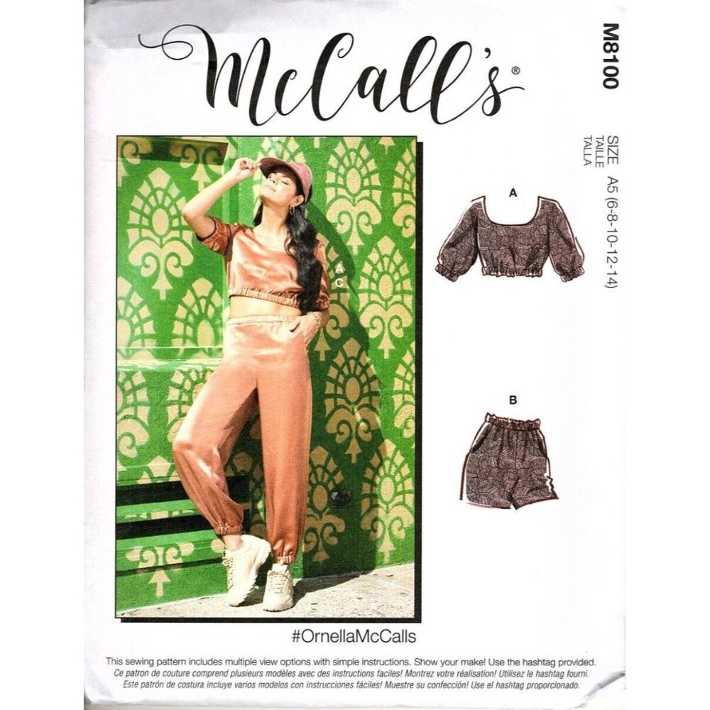 McCall's M8100 Misses 6 to 14 Shorts and Top and Pants Uncut Sewing Pattern New